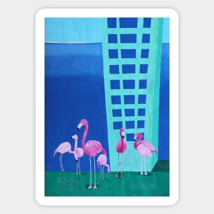 Flamingos Pop Art Gouache Painting Sticker